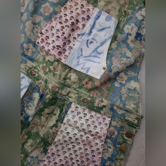 NWT Easel Laney Mae Overalls Watercolor Patchwork - Picture 10 of 11